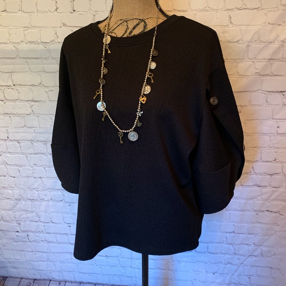 Anthropologie Current Air Black Blouse Size xl